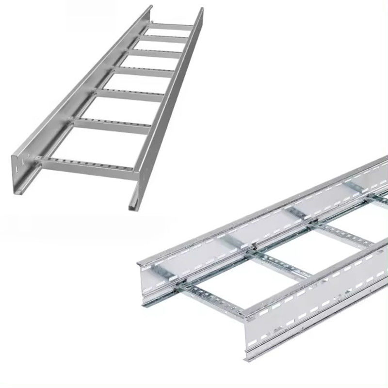 Galvanizli çelik merdiven tipi kablo tepsisi gümüş duvar monte kurulum korozyona dayanıklı